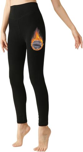 High Waist Fleece Lined Yoga Leggings, Thermal Winter Workout Pants for Women, Cotton Tights in Saudi Arabia