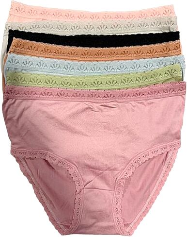 5 pack assorted Color Adult Unisex High Waist Lace Trim Panties Nylon Spandex soft and stretchy Size Hip 42-44 inches in Saudi Arabia