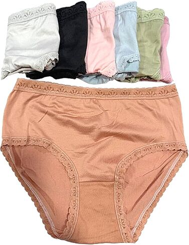 5 pack assorted Color Adult Unisex High Waist Lace Trim Panties Nylon Spandex soft and stretchy Size Hip 42-44 inches in Saudi Arabia