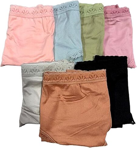 5 pack assorted Color Adult Unisex High Waist Lace Trim Panties Nylon Spandex soft and stretchy Size Hip 42-44 inches in Saudi Arabia