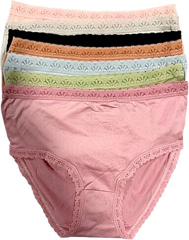 5 pack assorted Color Adult Unisex High Waist Lace Trim Panties Nylon Spandex soft and stretchy Size Hip 42-44 inches in Saudi Arabia