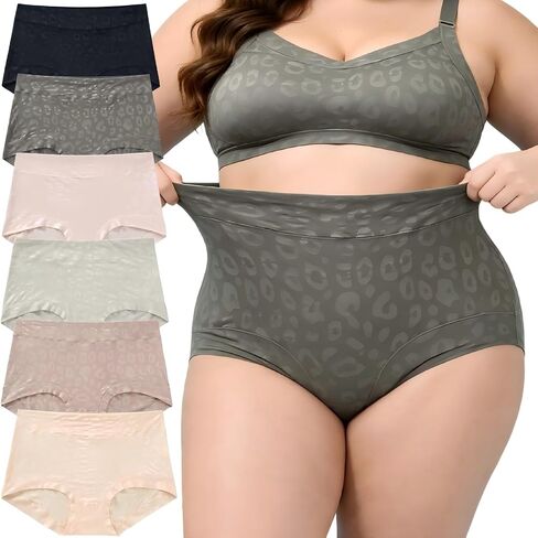 Women's High Waist Briefs, Plus Size, 6 Pack, Multicolor Seamless Underwear Panties in Saudi Arabia