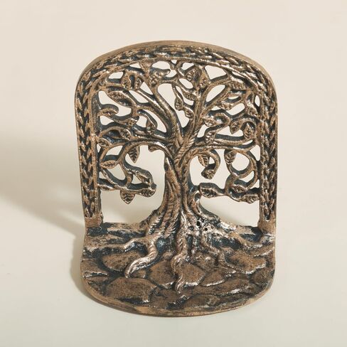 Tree of Life Bookends Set Heavy Duty Metal Book Ends for Shelves | Antique Brass Iron Decorative Bookend Pair for Home, Office, Library or Study | Elegant Vintage Style Book Holder Décor in Saudi Arabia
