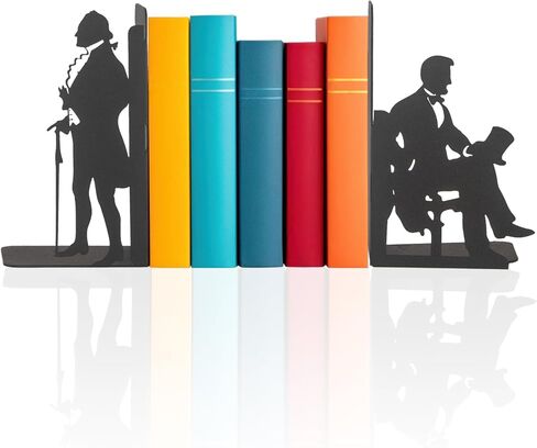 George Washington and Abraham Lincoln Bookends, American Icons Themed Book Stand, Decorative Greatest President Bookend, Presidential Silhouette Book Ends, Historical American Leaders Metal Bookend in Saudi Arabia
