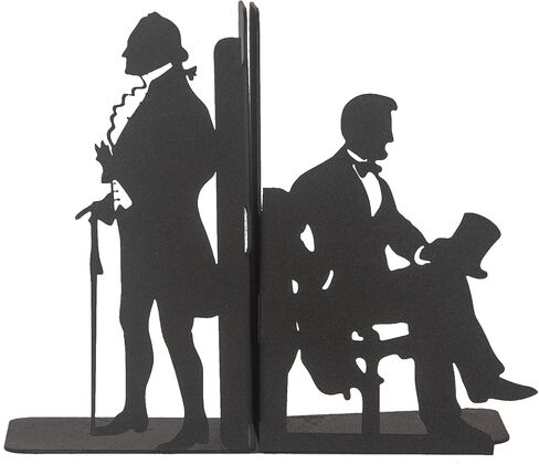 George Washington and Abraham Lincoln Bookends, American Icons Themed Book Stand, Decorative Greatest President Bookend, Presidential Silhouette Book Ends, Historical American Leaders Metal Bookend in Saudi Arabia