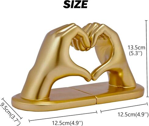 Steviieden Decorative Bookends, Solid Hearthands Sculpture Book Stopper Decor Book Holder for Shelf Home Office Bedroom Living Room (Gold) in Kuwait