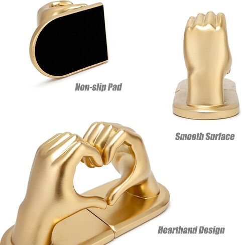 Steviieden Decorative Bookends, Solid Hearthands Sculpture Book Stopper Decor Book Holder for Shelf Home Office Bedroom Living Room (Gold) in Kuwait
