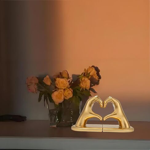 Steviieden Decorative Bookends, Solid Hearthands Sculpture Book Stopper Decor Book Holder for Shelf Home Office Bedroom Living Room (Gold) in Kuwait