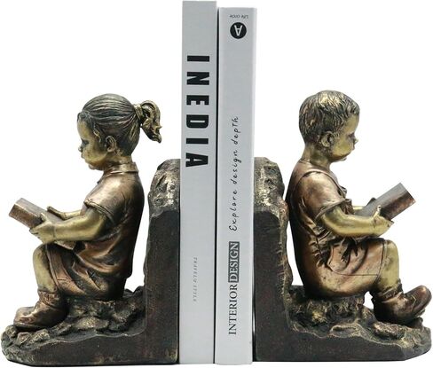 Lukitas Praying Hands Bookends, Vintage Elegant Home Office Desk Decor, Artistic Hand Decorative Bookend for Living Room Study, Luxurious Ornamental Book Stopper, 1Pair/2Piece, Gold, Resin 8.5'' in Saudi Arabia