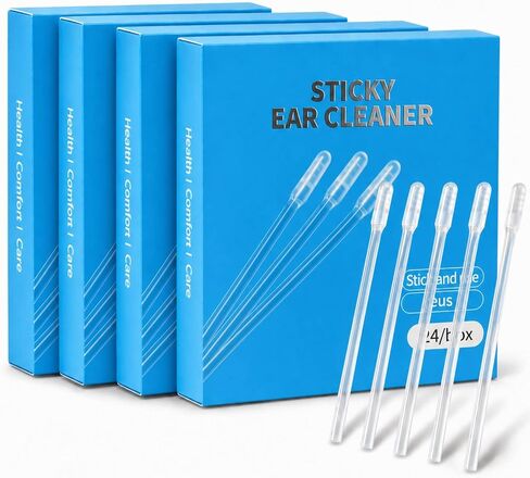 Sticky Ear Cleaning Stick, Reusable Ear Wax Removal Tools with Soft Silicone Head, Gentle Adhesive Ear Pick Kit for Family Personal Care Hygiene, Travel Friendly (4 Boxes/96 Pcs) in Saudi Arabia