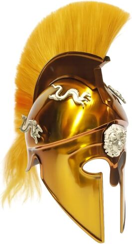 Wearable Golden Greek Corinthian Armor Helmet Rustic Vintage Home Decor Gifts in Kuwait