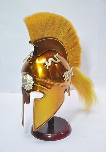 Wearable Golden Greek Corinthian Armor Helmet Rustic Vintage Home Decor Gifts in Kuwait
