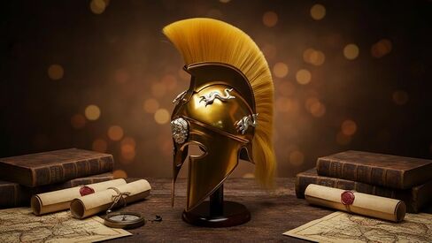 Wearable Golden Greek Corinthian Armor Helmet Rustic Vintage Home Decor Gifts in Kuwait