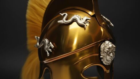 Wearable Golden Greek Corinthian Armor Helmet Rustic Vintage Home Decor Gifts in Kuwait