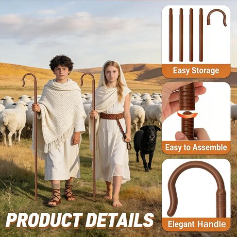 52" Easter Jesus Staff Shepherd Staff Prop Shepherds Hook Costume Wizard Stick for Cosplay Halloween Staffs in Saudi Arabia