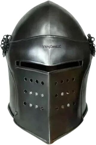 Barbuta Helmet | Renaissance Detachable Visor Barbute 16 Gauge Functional Armor Silver | Wearable for Adult | Medieval Costumes Helm SCA LARP Replica Costume in Saudi Arabia
