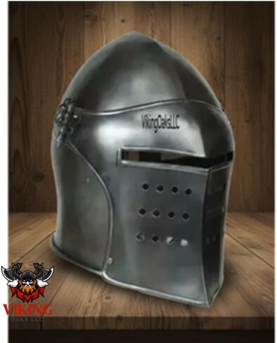 Barbuta Helmet | Renaissance Detachable Visor Barbute 16 Gauge Functional Armor Silver | Wearable for Adult | Medieval Costumes Helm SCA LARP Replica Costume in Saudi Arabia