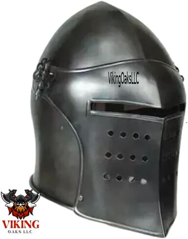 Barbuta Helmet | Renaissance Detachable Visor Barbute 16 Gauge Functional Armor Silver | Wearable for Adult | Medieval Costumes Helm SCA LARP Replica Costume in Saudi Arabia
