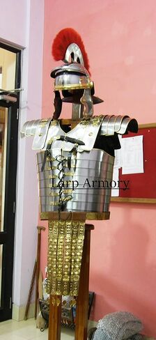Roman Lorica Segmentata Armor with Attached Roman Cingulum Belt and Centurion Helmet in Kuwait