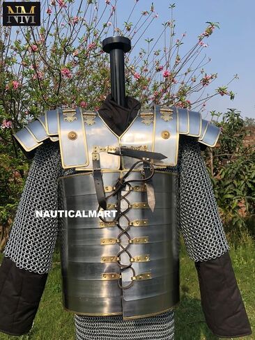 Roman Lorica Segmentata Armor with Attached Roman Cingulum Belt and Centurion Helmet in Kuwait