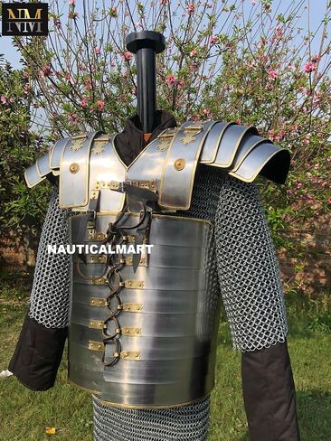 Roman Lorica Segmentata Armor with Attached Roman Cingulum Belt and Centurion Helmet in Kuwait