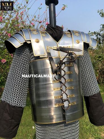 Roman Lorica Segmentata Armor with Attached Roman Cingulum Belt and Centurion Helmet in Kuwait