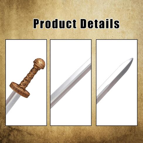 25 Inch Foam Short Sword for Kids, Medieval Viking Knight LARP Prop, Halloween Cosplay Fake Sword Toy Accessory for Costume Play (Gold) in Saudi Arabia
