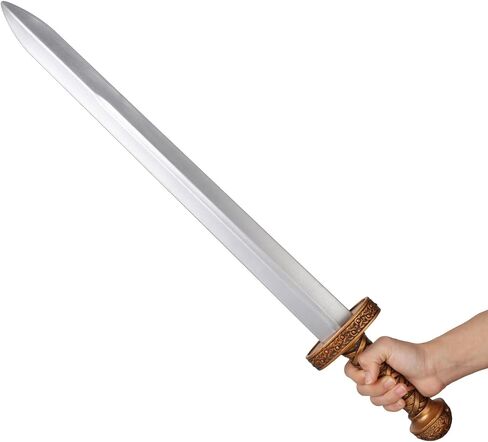 25 Inch Foam Short Sword for Kids, Medieval Viking Knight LARP Prop, Halloween Cosplay Fake Sword Toy Accessory for Costume Play (Gold) in Saudi Arabia