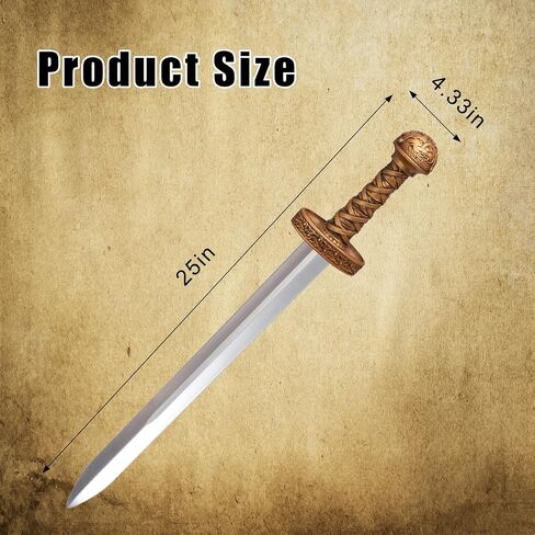 25 Inch Foam Short Sword for Kids, Medieval Viking Knight LARP Prop, Halloween Cosplay Fake Sword Toy Accessory for Costume Play (Gold) in Saudi Arabia