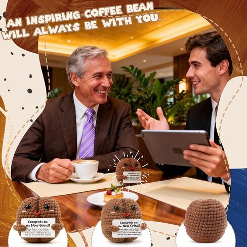 New Job Gift for Men Women, Funny Promotion Present for Coworker Friend, Congrats on the New Grind Keepsake, Handmade Crochet Decor for First Day Desk in Saudi Arabia