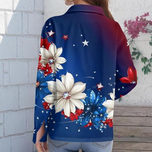 COTECRAM American Flag Button Down Shirt Women USA Star Stripes 4th of July Shirts 250th Anniversary USA Patriotic Blouses in Kuwait