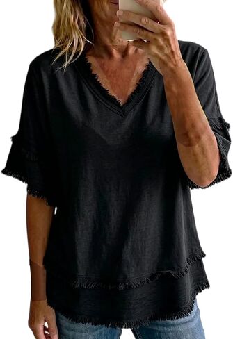 بلايز نسائية بأكمام قصيرة، دانتيل أنيق، مسامي، صديق للبشرة، خفيف الوزن، عصري، كاجوال، بلوزات أنيقة للمكتب in Kuwait