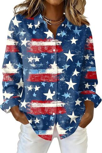 COTECRAM American Flag Button Down Shirt Women USA Star Stripes 4th of July Shirts 250th Anniversary USA Patriotic Blouses in Kuwait