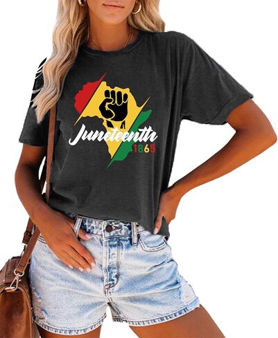 قمصان MEESHEEP Juneteenth للنساء تاريخ أسود تي شيرت أمريكي أفريقي 1865 أسود الحرية تي شيرت in Kuwait