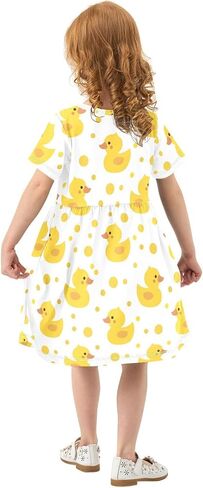 Girls Cute Duck Theme Summer Dresses Toddler Short Sleeve A-Line Dress Light Blue Duck 2T in Saudi Arabia