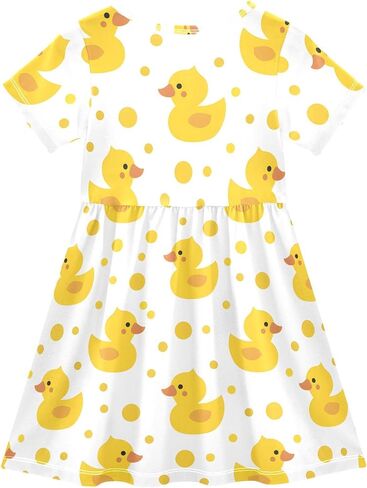 Girls Cute Duck Theme Summer Dresses Toddler Short Sleeve A-Line Dress Light Blue Duck 2T in Saudi Arabia