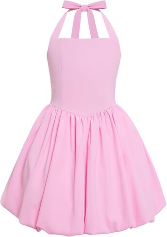 Teen Girl Halter Flower Bud Homecoming Dress Tween Graduation School Prom Gown Junior Formal Wedding Fancy Party Dress in Kuwait