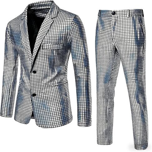 70s Disco Outfit Men Metallic Suit Funny Sequin Blazer Jacket and Pants Halloween Party Costume in Saudi Arabia
