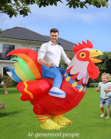 Adult Inflatable Chicken Costumes, LED Light Up Ride-on Rooster, Fancy Dress Funny Jumpsuit Cosplay Halloween Costume for Men Women Birthday Christmas (Chicken, Adult) in Saudi Arabia