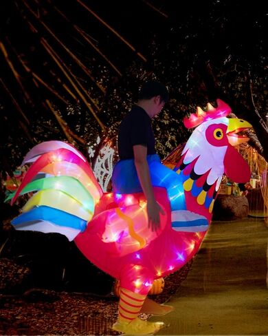 Adult Inflatable Chicken Costumes, LED Light Up Ride-on Rooster, Fancy Dress Funny Jumpsuit Cosplay Halloween Costume for Men Women Birthday Christmas (Chicken, Adult) in Saudi Arabia