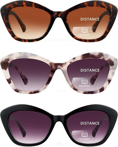 LADEESSE 3 Pack Reading Sunglasses for Women Fashion Cateye Sun Readers Outdoor Reading Glasses UV400 in Saudi Arabia