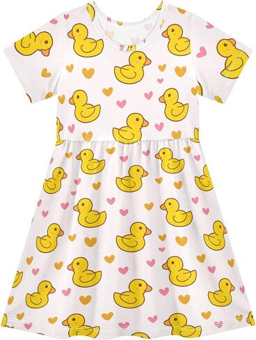 Girls Cute Duck Theme Summer Dresses Toddler Short Sleeve A-Line Dress Light Blue Duck 2T in Saudi Arabia