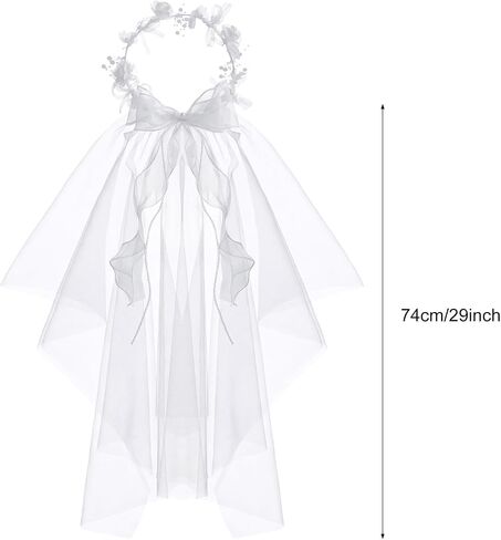 Girls First Communion Veil White Flower Crown Floral Pearls Wreath Lace Veil in Kuwait