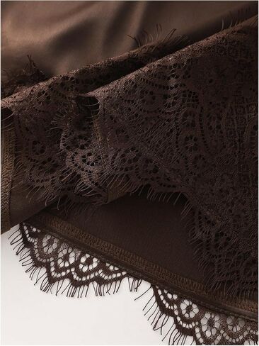 SweatyRocks Women's Satin Lace Mini Slip Dress V Neck Spaghetti Strap Elegant Party Dresses in Saudi Arabia