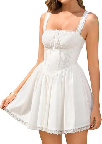 Auraxe Women's Summer Corset Mini Graduation Dress Lace Up A Line Party Dresses 2026 Cute Square Neck Short Sundress in Saudi Arabia
