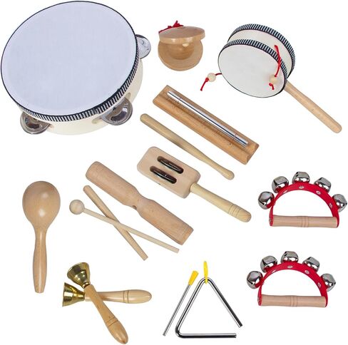 Wooden Musical Instruments Set for Toddlers 1-3, Natural Wood Percussion Instruments Xylophone Gift Set for Girls Boys Kids ,Preschool Educational Musical Toys with Storage Bag in Kuwait