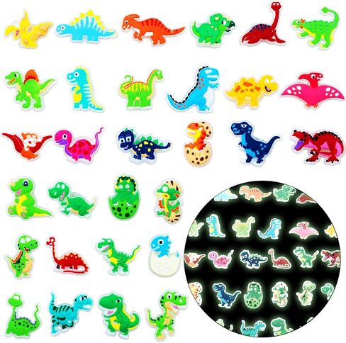 Glow in Dark Dinosaur Shoe Charms for Clog Slides Sandals, Cute Shoes Decoration Fluorescent Dinosaurs Themed Party Favor in Saudi Arabia