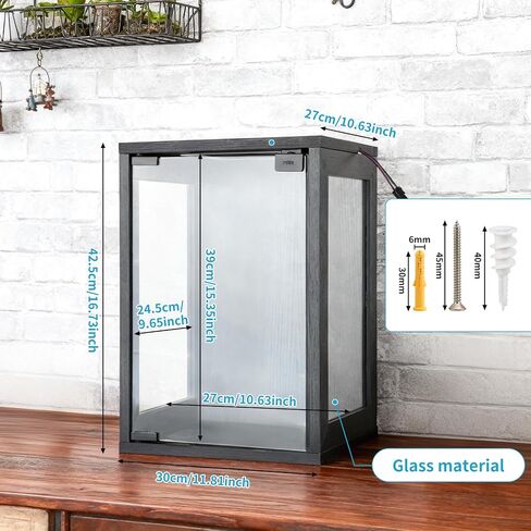 Wall Mounted Display Case Shadow Box with Lights LED,Display Cabinet with Glass Doors for Collectibles RGB Lighting,Three-Sided Glass Viewing Panels 9.8" D x 10.6" W x 15.4" H in Saudi Arabia