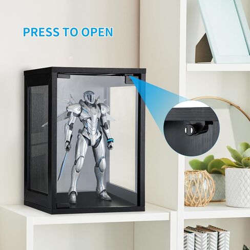 Wall Mounted Display Case Shadow Box with Lights LED,Display Cabinet with Glass Doors for Collectibles RGB Lighting,Three-Sided Glass Viewing Panels 9.8" D x 10.6" W x 15.4" H in Saudi Arabia
