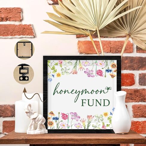 Honeymoon Fund Shadow Box Frame with Slot, Floral Wedding Money Box Decor, Wildflowers Travel Memory Keepsakes Case, Wedding Honey Moon Gifts for Newlyweds Couples- A03 in Saudi Arabia